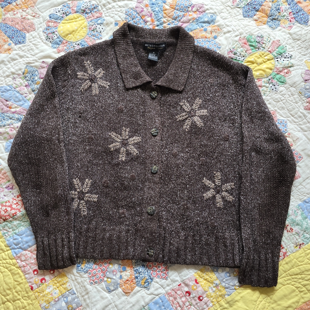 Vintage Metropolitan New York Floral Nubby Button-down Cardigan